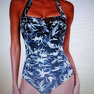 Smismivo One Piece bathing suit black,gray,white with a touch of green s…